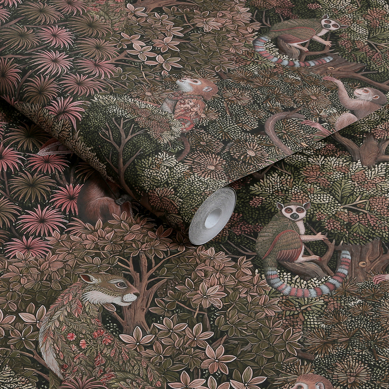 142312 Treetop Troop Damson Wallpaper by Graham & Brown
