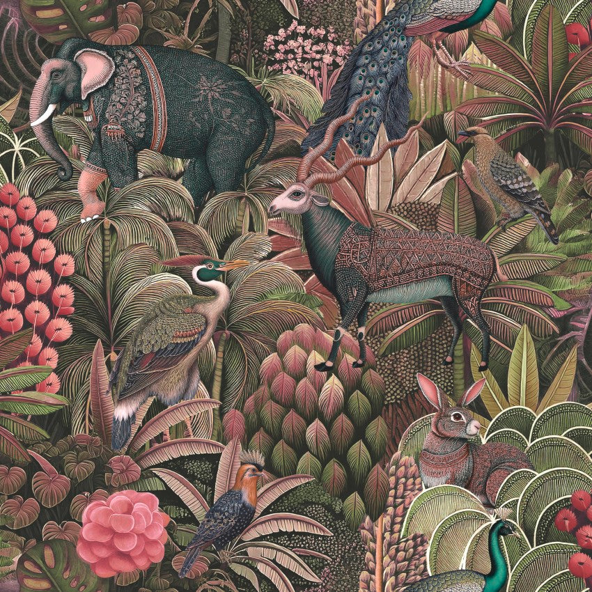 Jungle Jamboree Damson Wallpaper by Graham & Brown