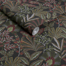142318 Vendura Weave Black & Damson Wallpaper by Graham & Brown