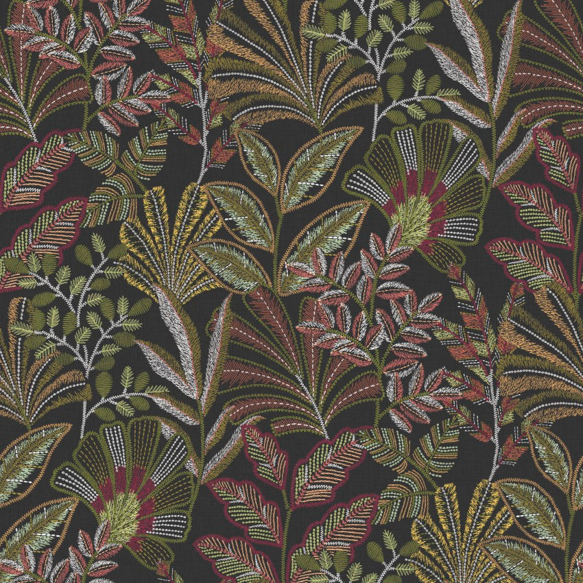 Vendura Weave Black & Damson Wallpaper by Graham & Brown