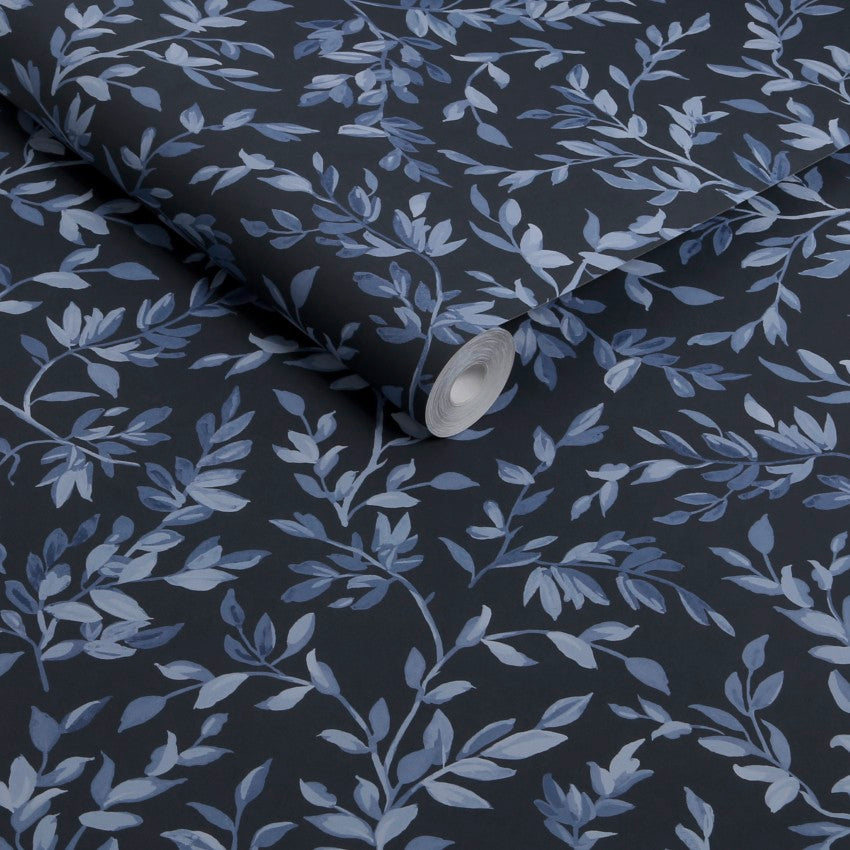 142349 Archivist’s Leaf Navy Wallpaper by Graham & Brown