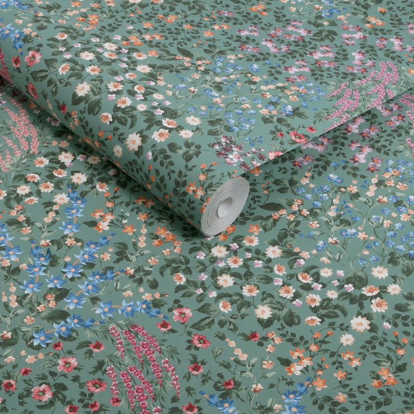 142352 Painterly Flora Green Wallpaper by Graham & Brown