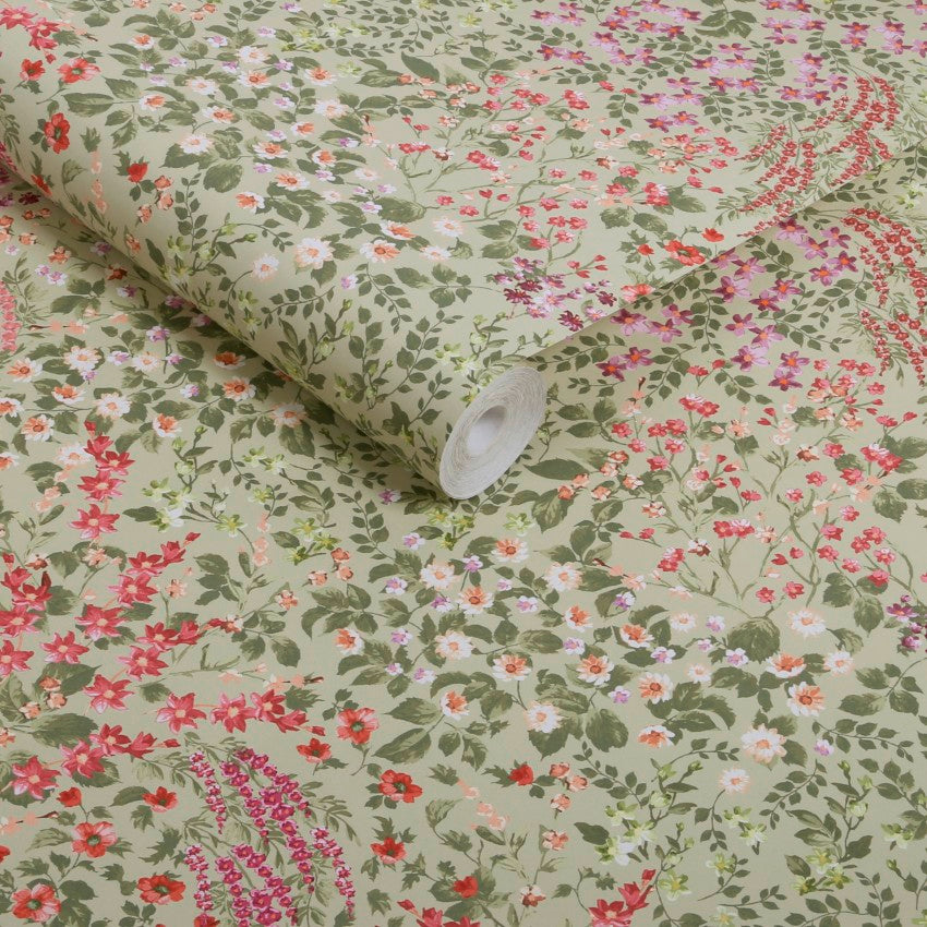 142355 Painterly Flora Sage Wallpaper by Graham & Brown