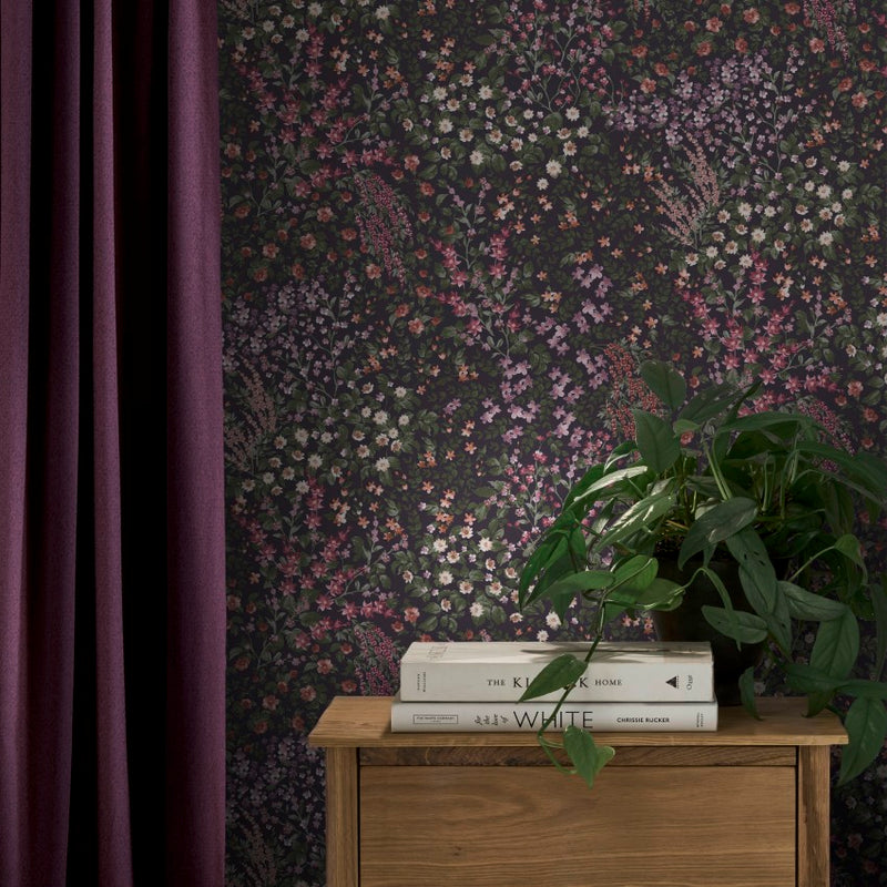 142356 Painterly Flora Purple Wallpaper by Graham & Brown