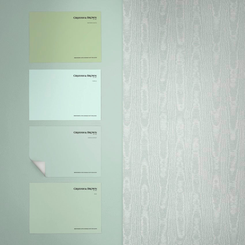 142360 Moire Duck Egg Wallpaper by Graham & Brown
