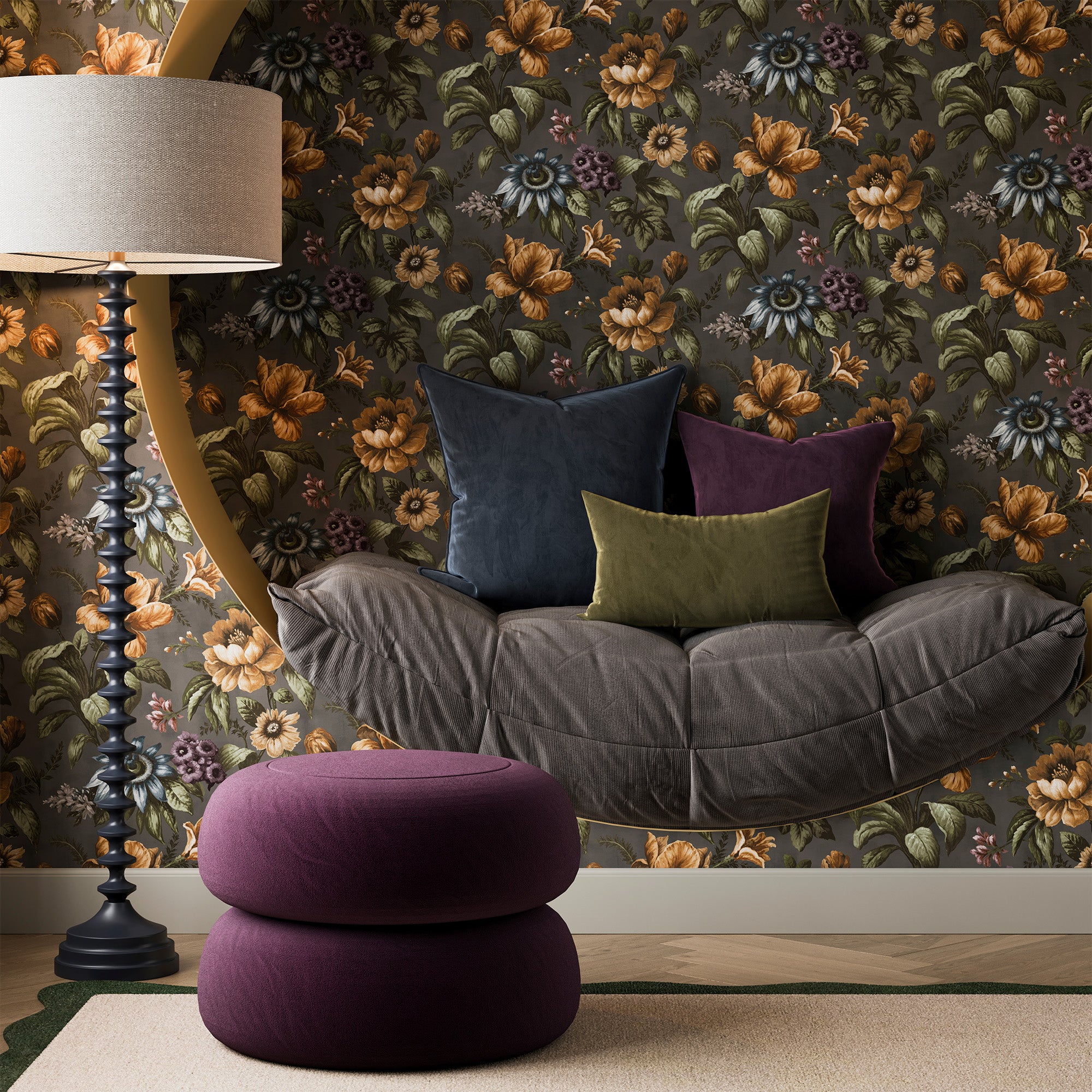 142535 Gardinia Charcoal Wallpaper by Superfresco Easy