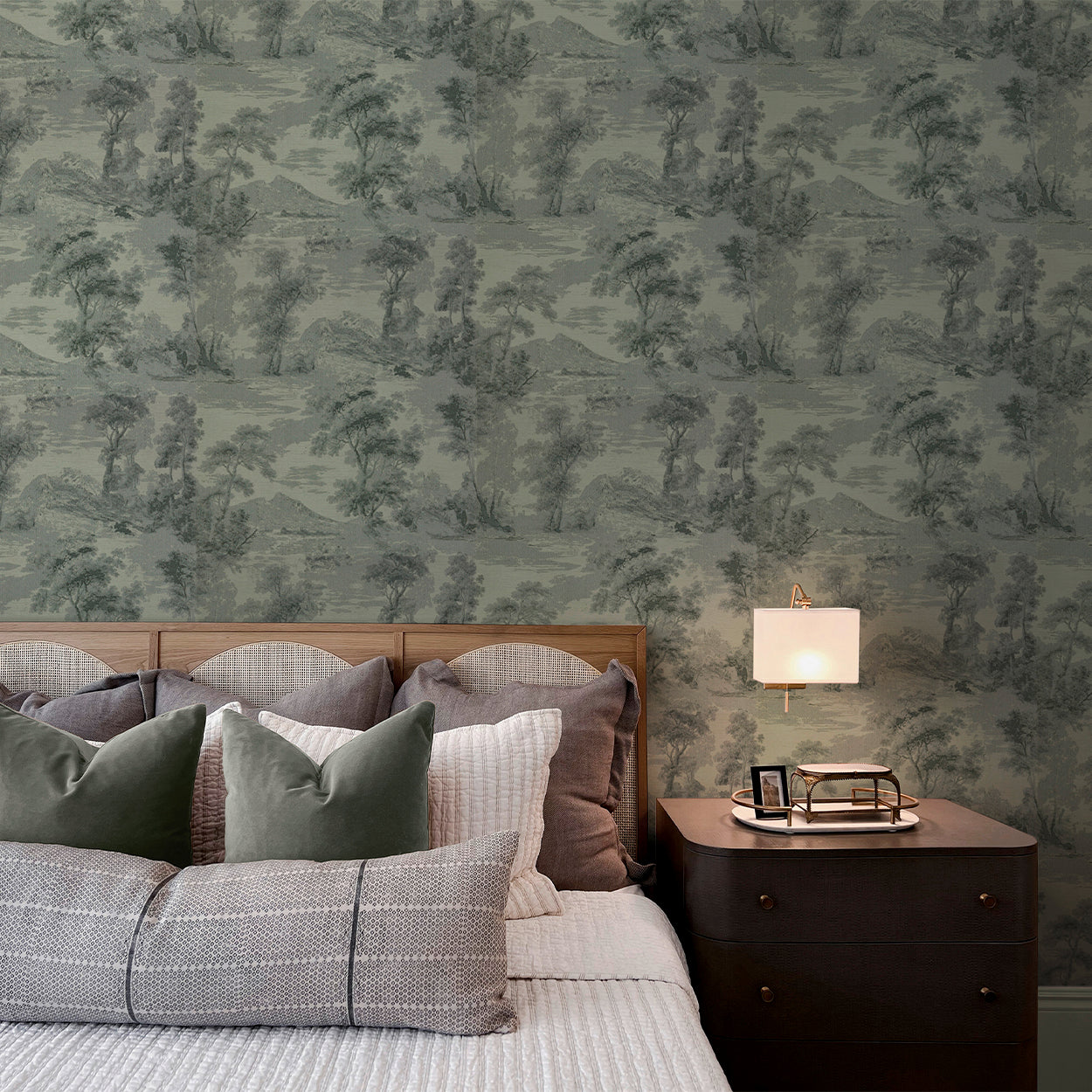 143029 Shibui Forest Laurel Khaki/Olive Threadscape Wallpaper by Boutique