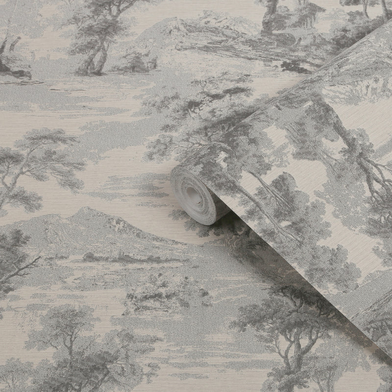 143030 Shibui Forest Shadow Dark Grey Threadscape Wallpaper by Boutique
