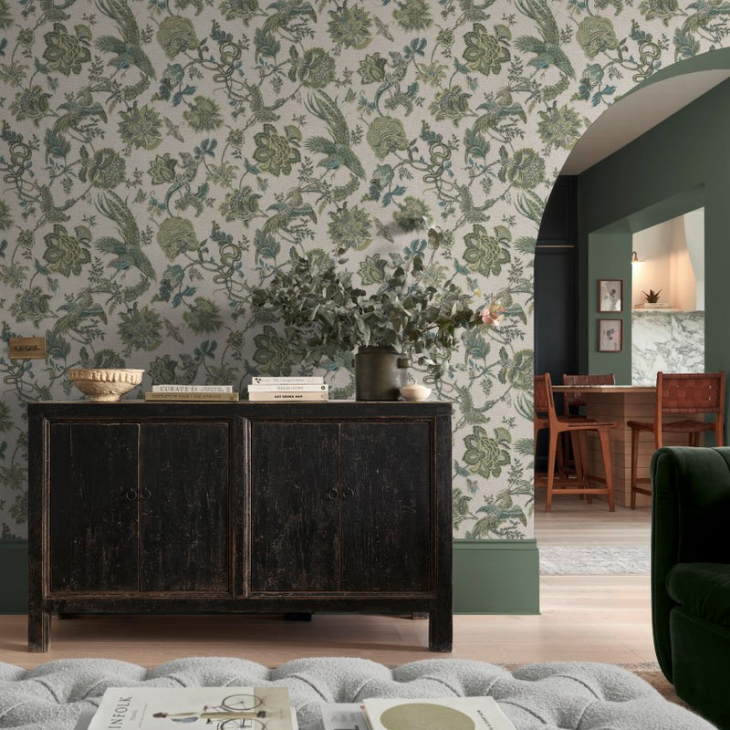 143239 Eternal Weave Sage Wallpaper by Graham & Brown