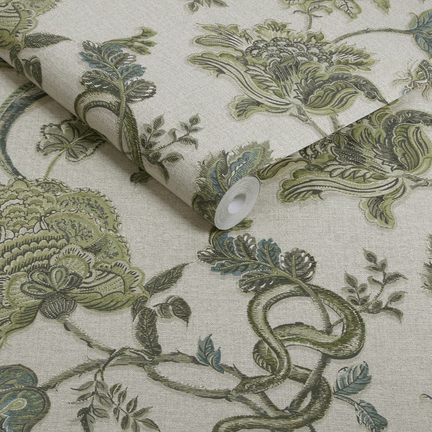 143239 Eternal Weave Sage Wallpaper by Graham & Brown