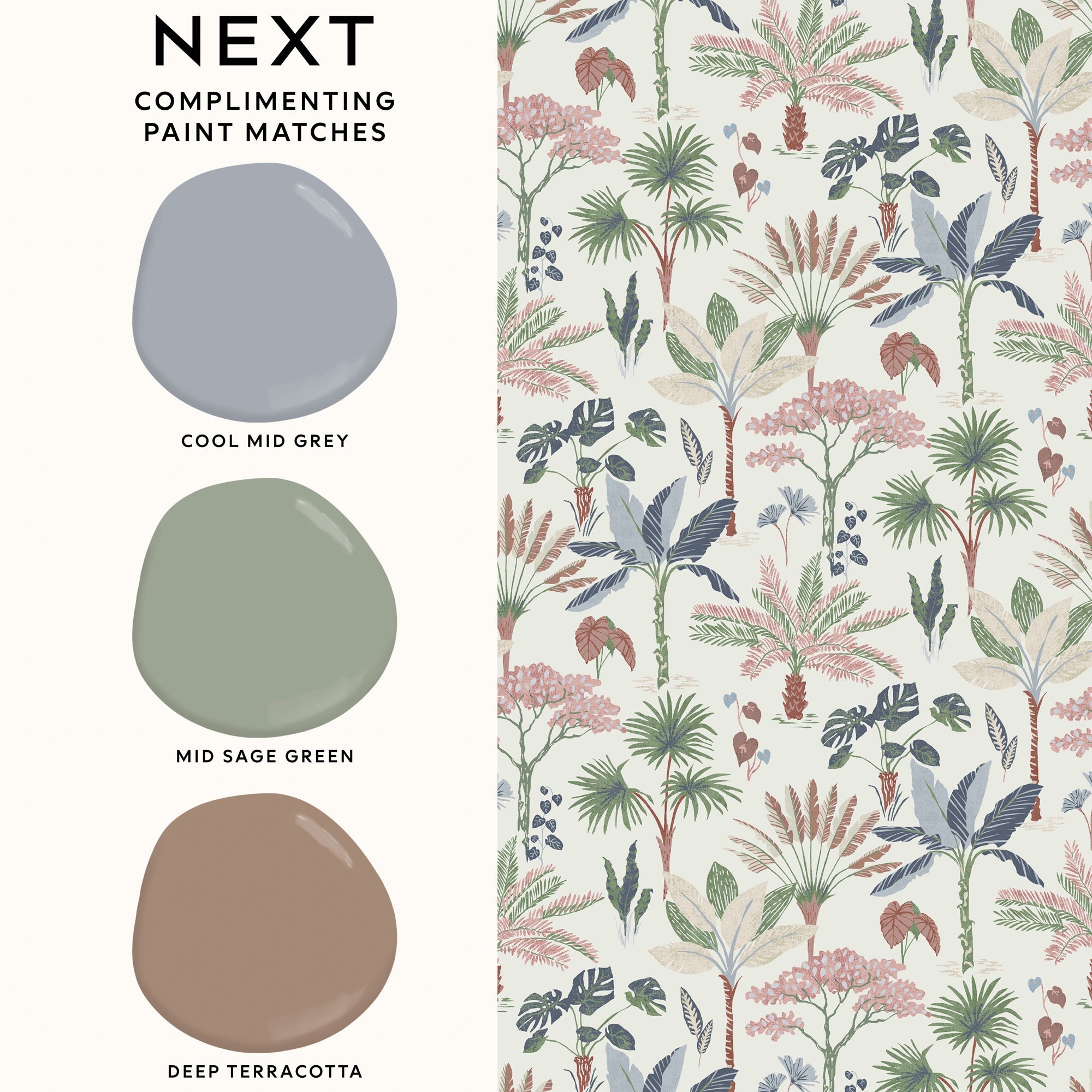 143284 Oasis Palm Pastel Wallpaper by Next