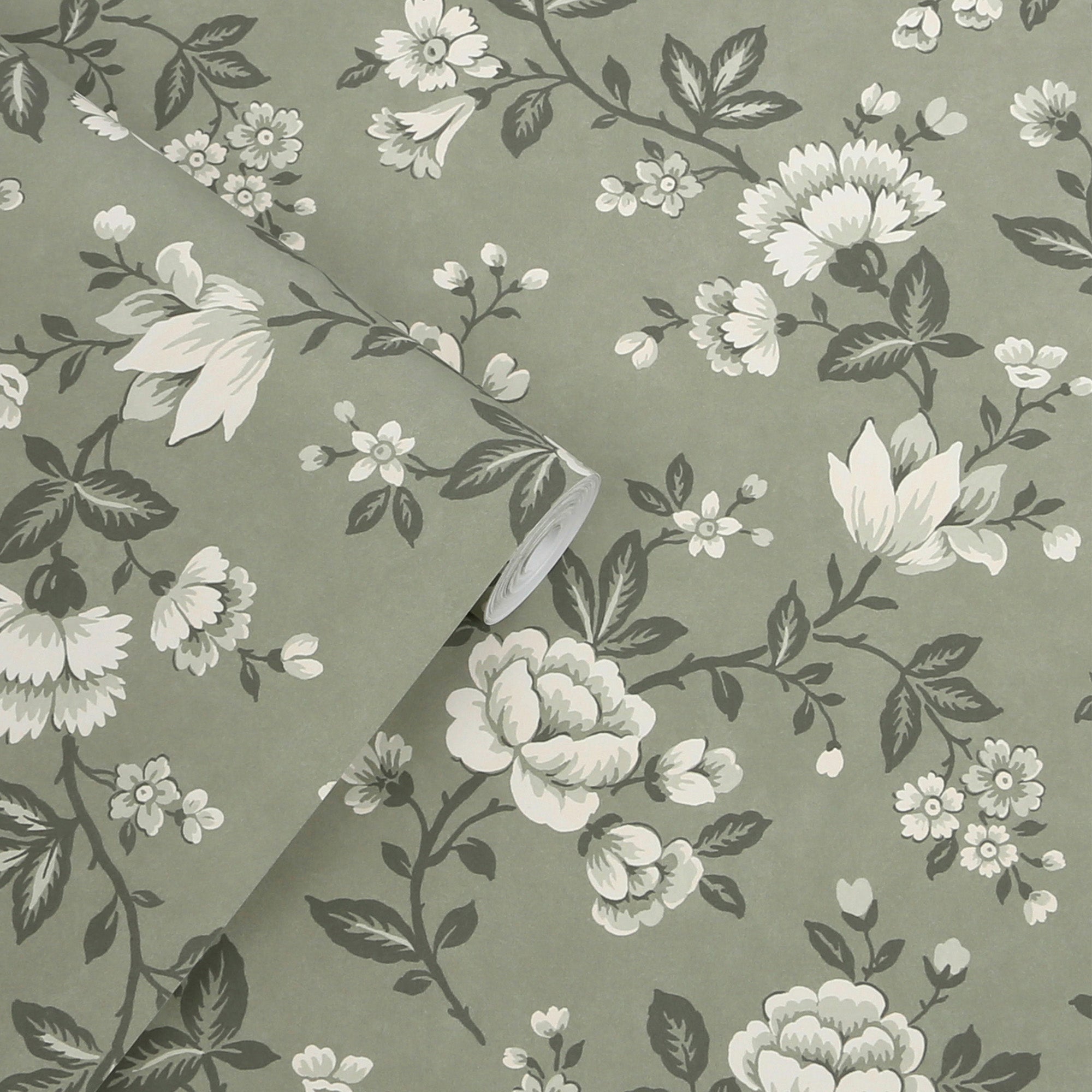 Bradenbury Trail Antique Green Wallpaper by Laura Ashley