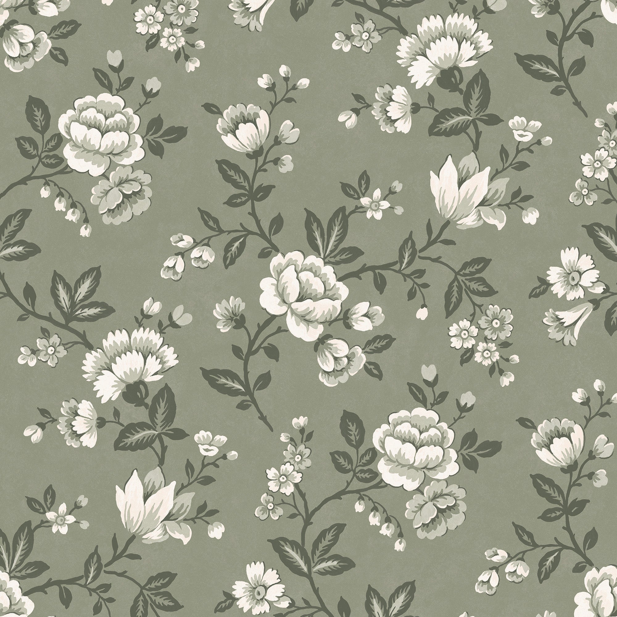 Bradenbury Trail Antique Green Wallpaper by Laura Ashley