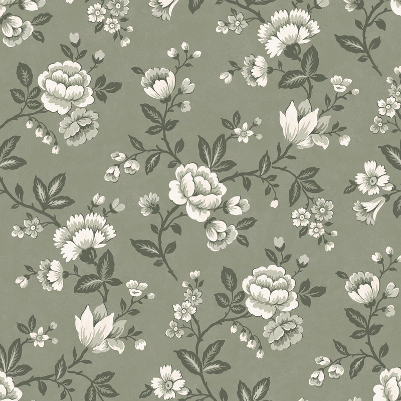 Bradenbury Trail Antique Green Wallpaper by Laura Ashley