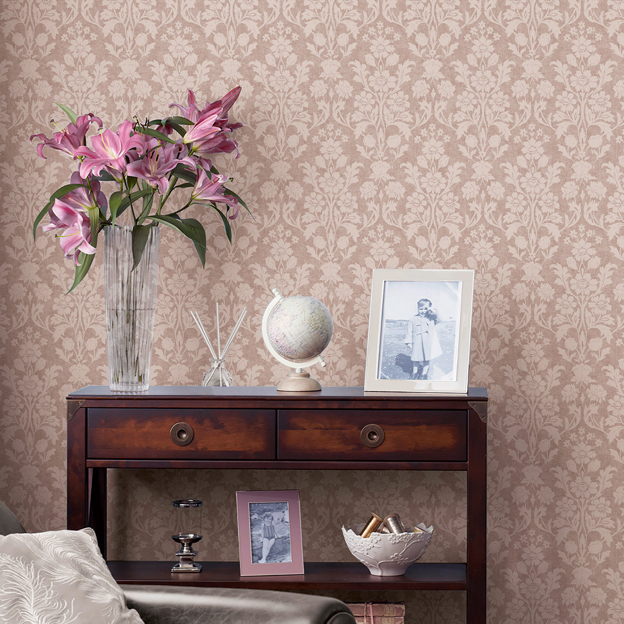 Semington Silhouette Plaster Pink Wallpaper by Laura Ashley