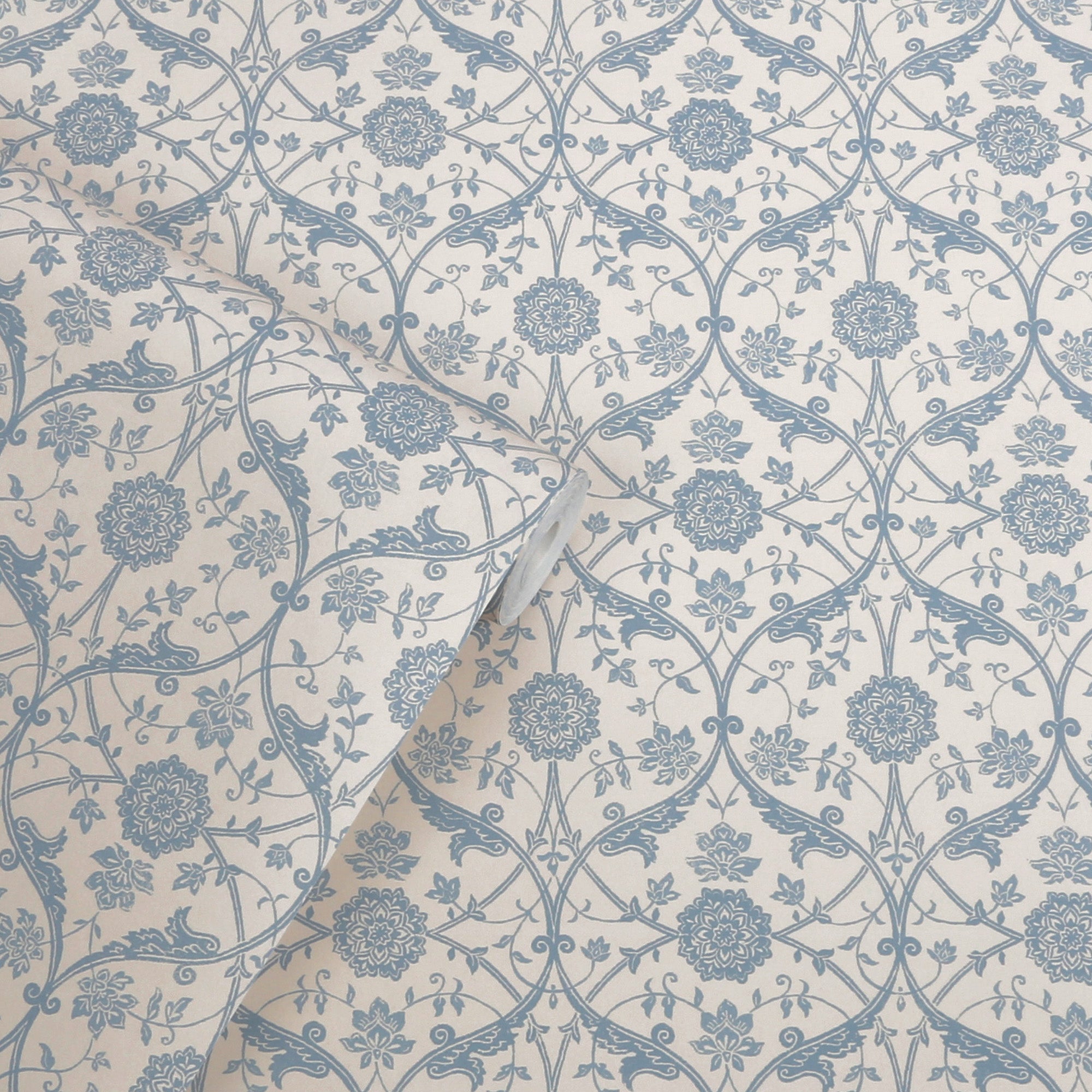 Endale Trellis Newport Blue Wallpaper by Laura Ashley
