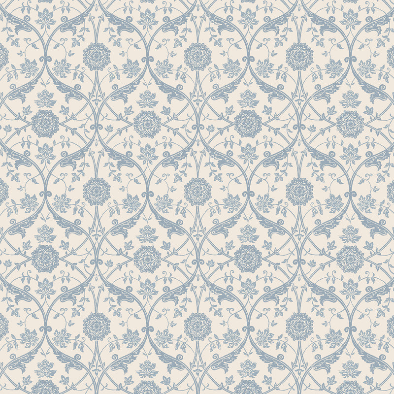 Endale Trellis Newport Blue Wallpaper by Laura Ashley