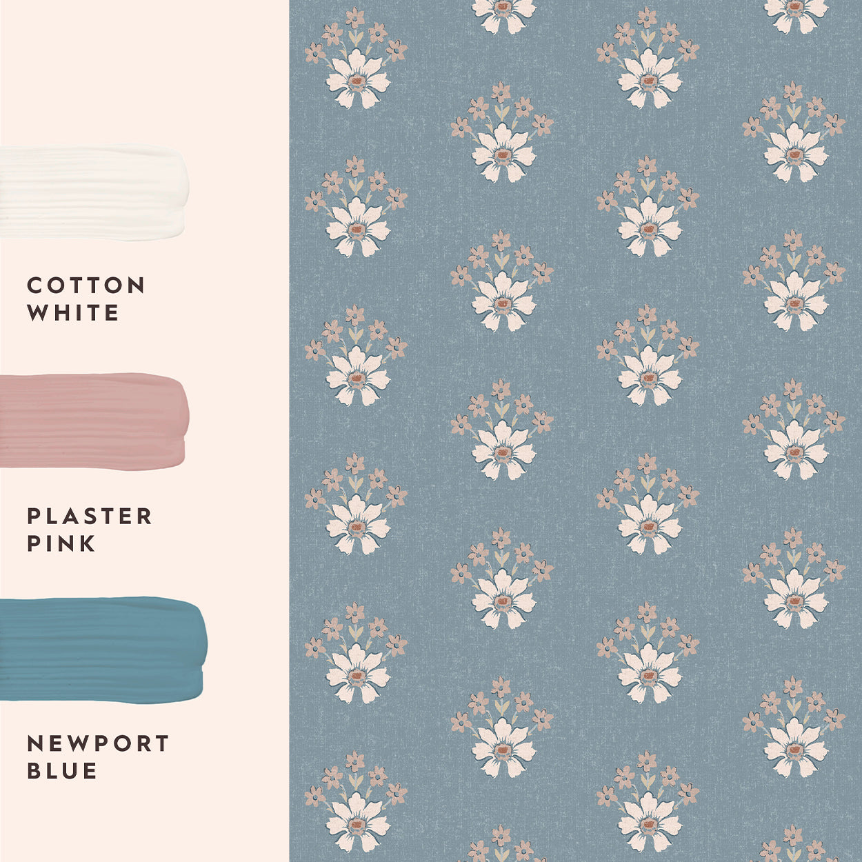 Semington Floral Geo Newport Blue Wallpaper by Laura Ashley