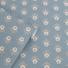 Semington Floral Geo Newport Blue Wallpaper by Laura Ashley