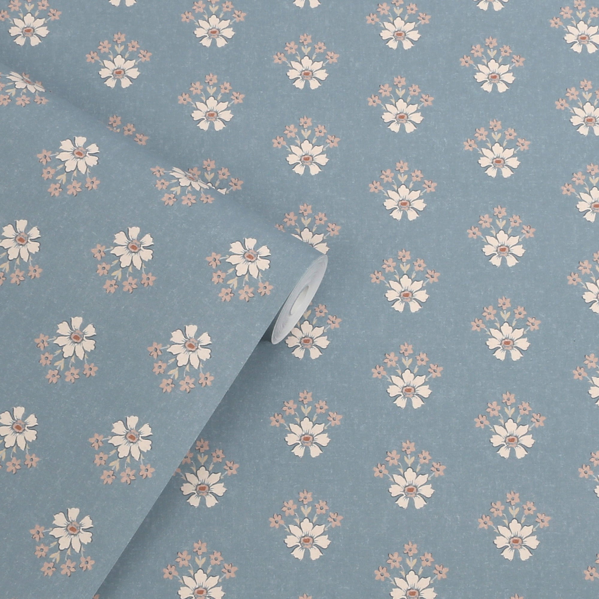 Semington Floral Geo Newport Blue Wallpaper by Laura Ashley