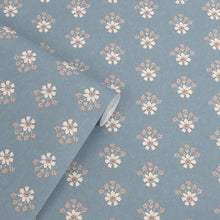 Semington Floral Geo Newport Blue Wallpaper by Laura Ashley