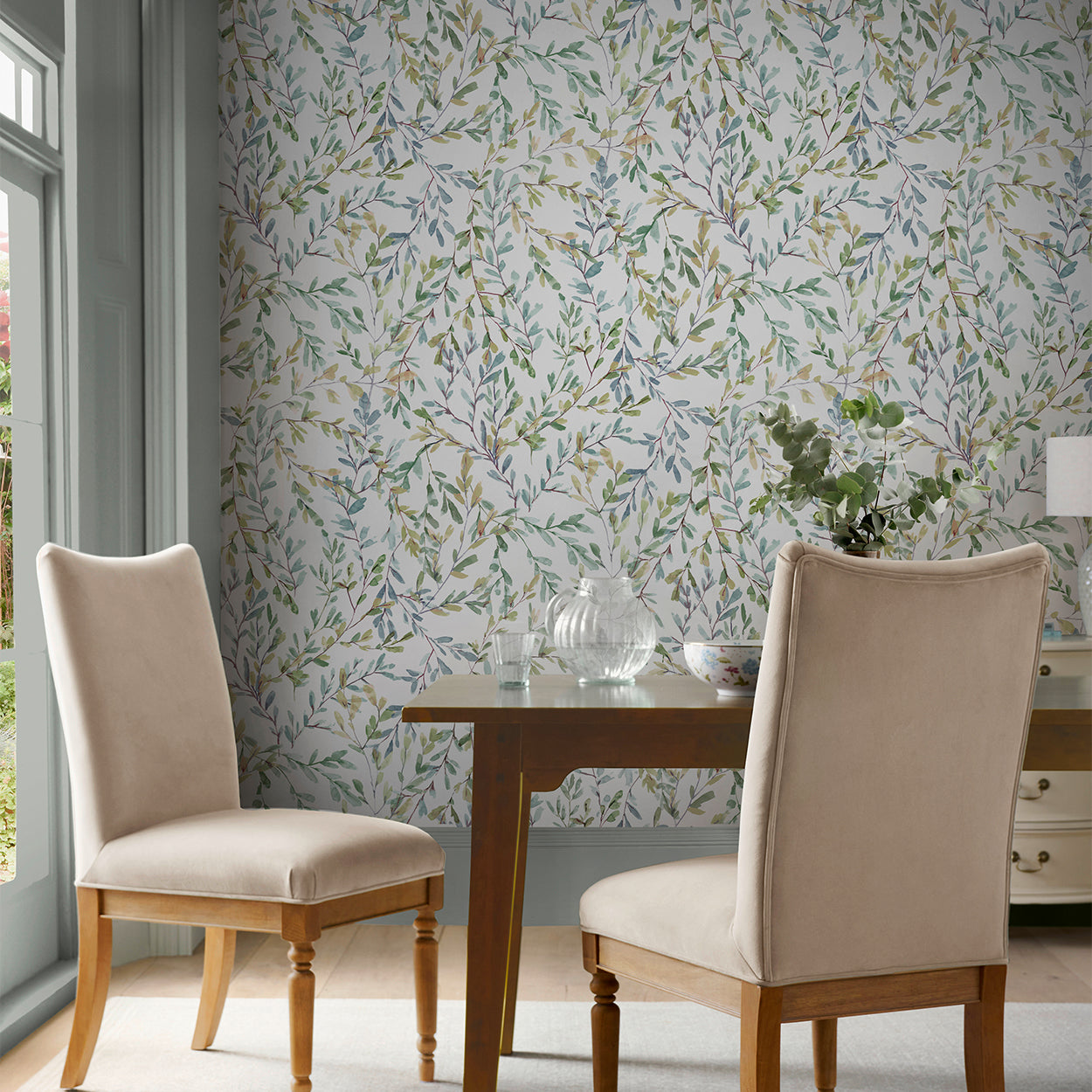 Brayton Leaves Fresh Green Wallpaper by Laura Ashley