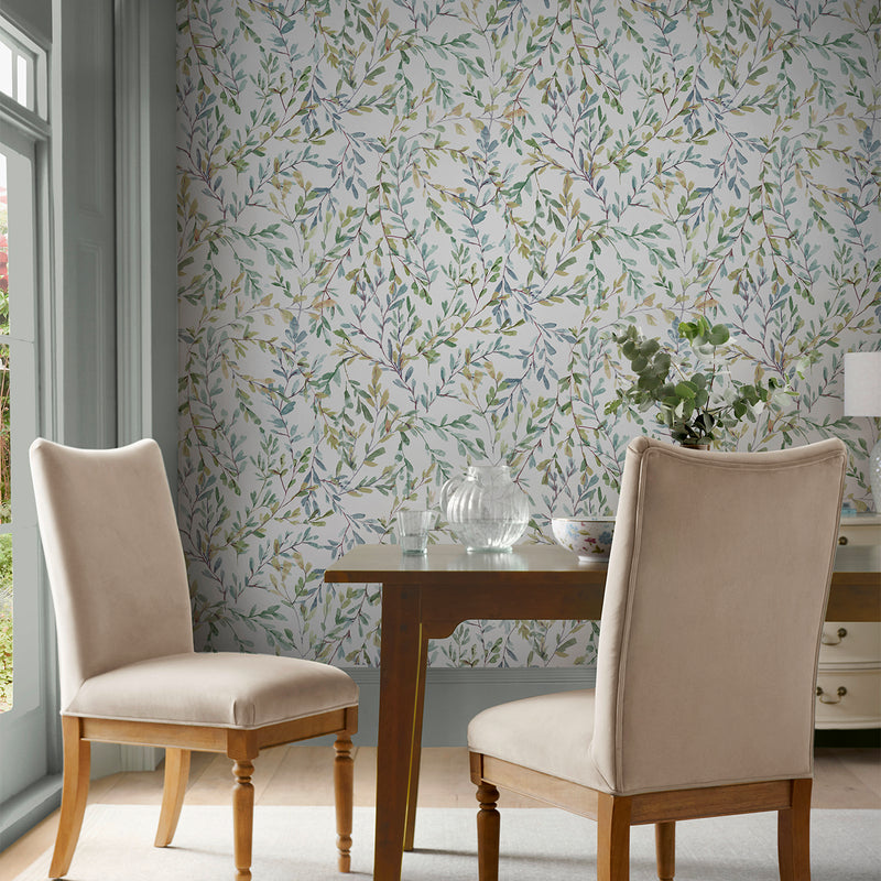 Brayton Leaves Fresh Green Wallpaper by Laura Ashley