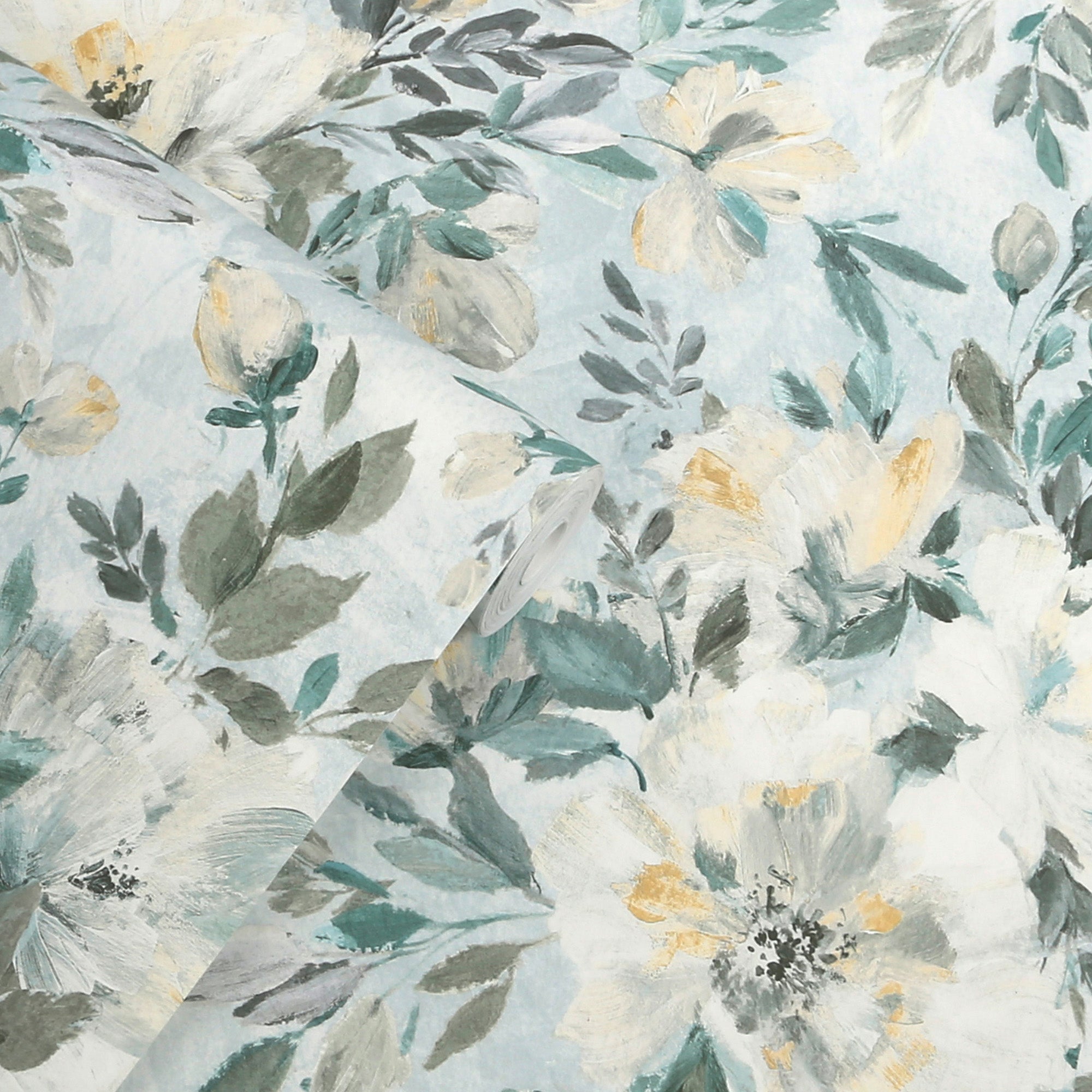 Elowen Peony Pale Teal Wallpaper by Laura Ashley