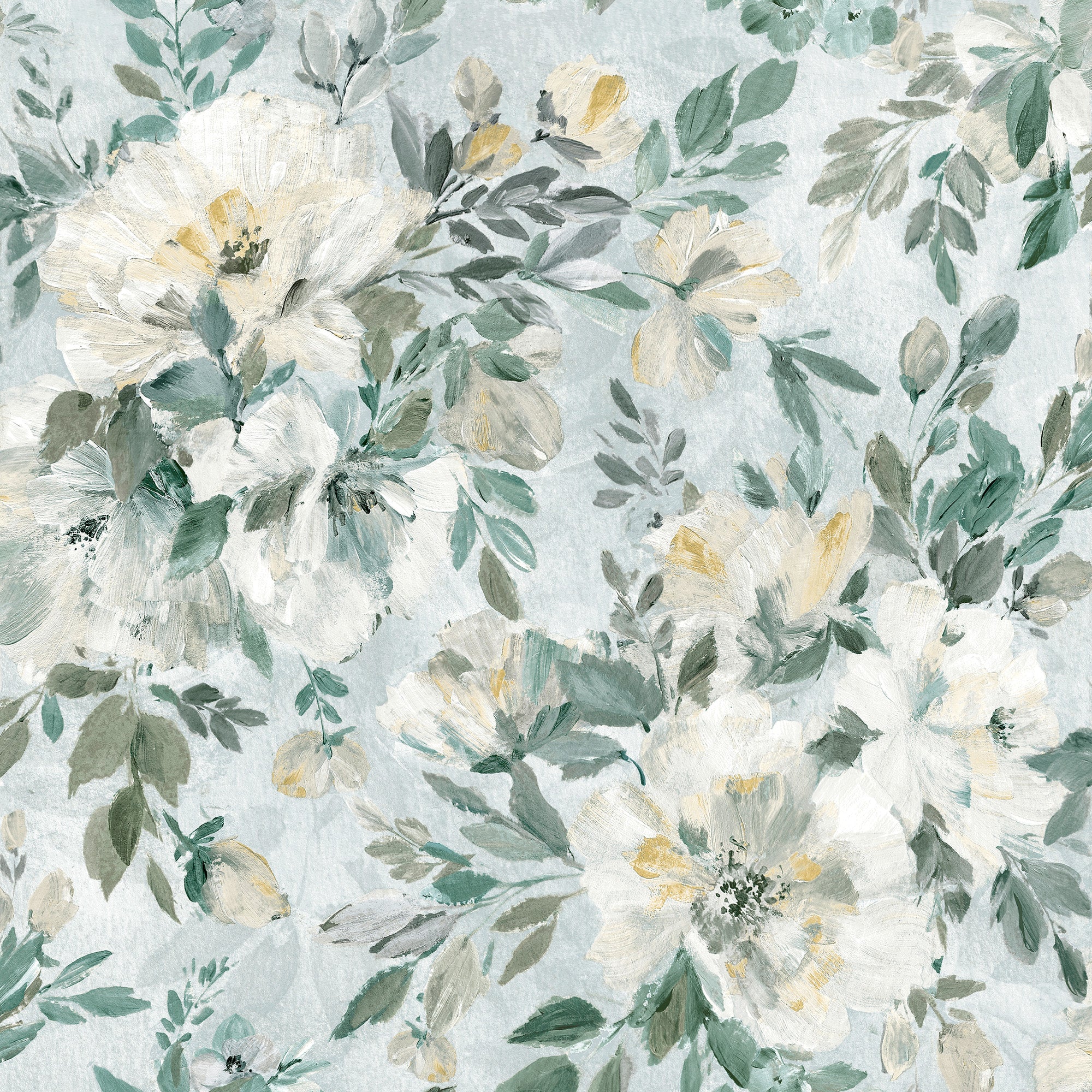 Elowen Peony Pale Teal Wallpaper by Laura Ashley