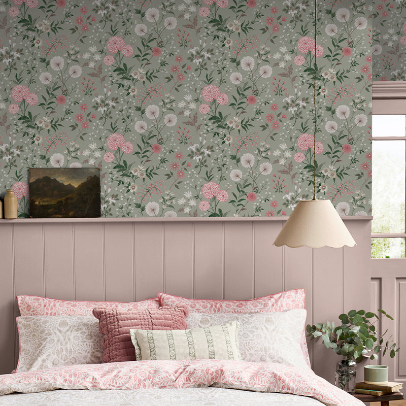 Otterham Garden Pistachio Wallpaper by Laura Ashley