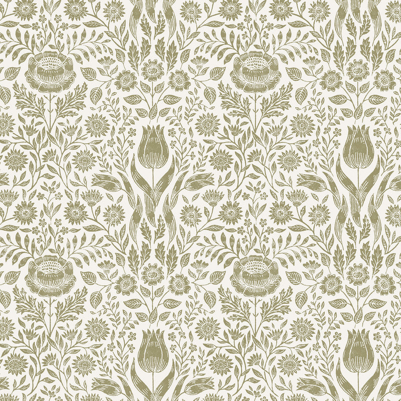 Ashstead Damask Hedgerow Wallpaper by Laura Ashley