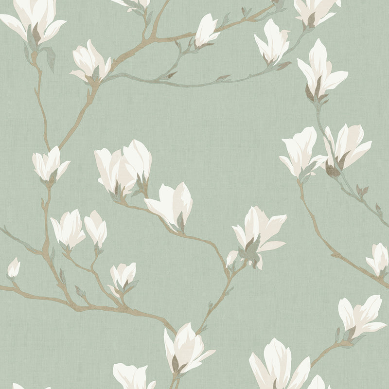 Magnolia Grove Pale Eau De Nil Wallpaper by Laura Ashley