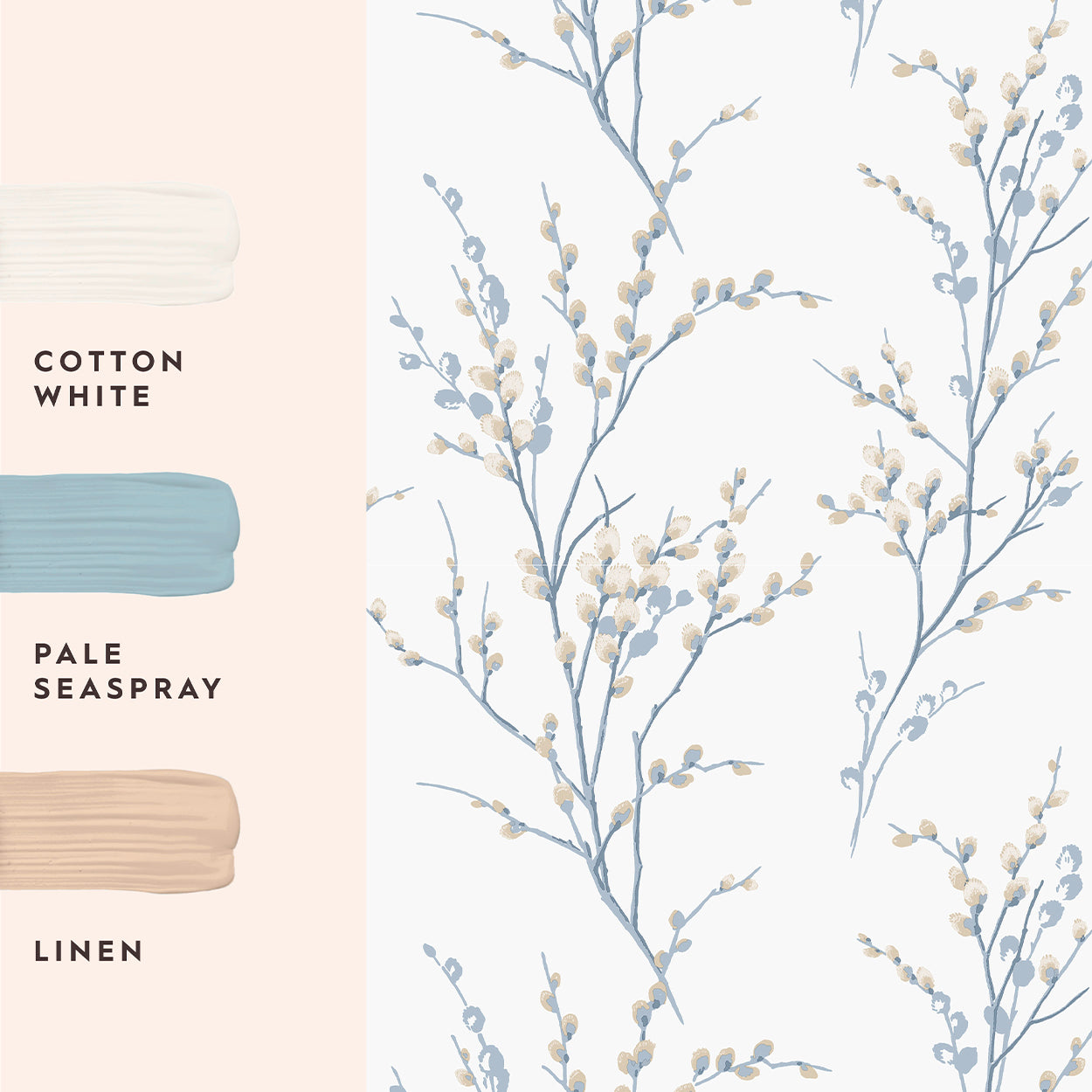 Pussy Willow Seaspray Wallpaper by Laura Ashley