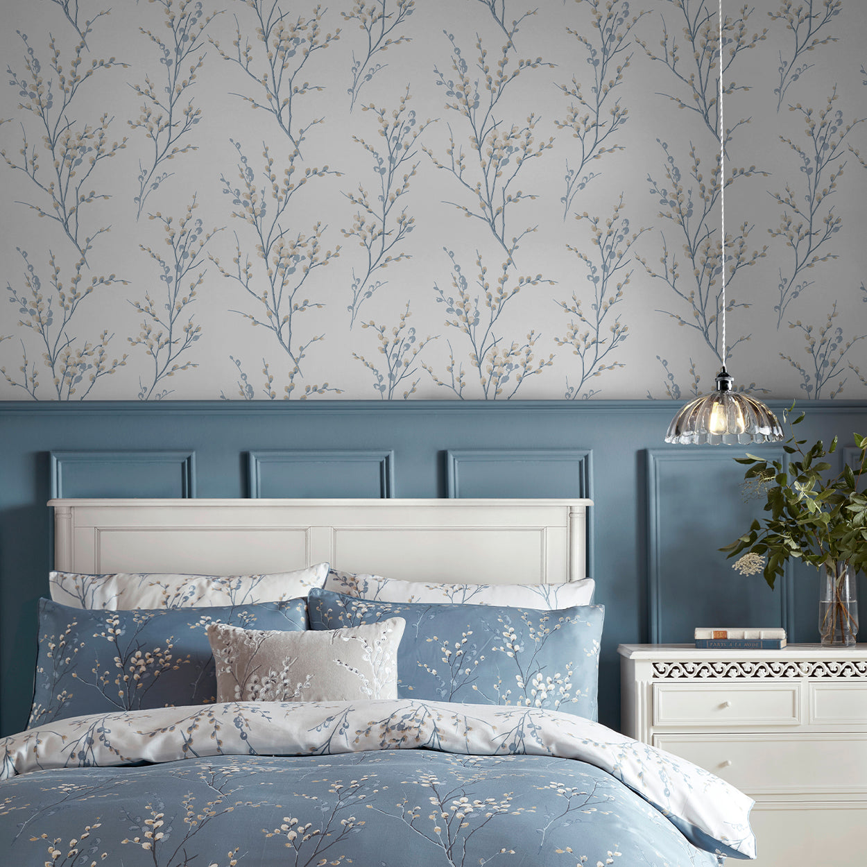 Pussy Willow Seaspray Wallpaper by Laura Ashley