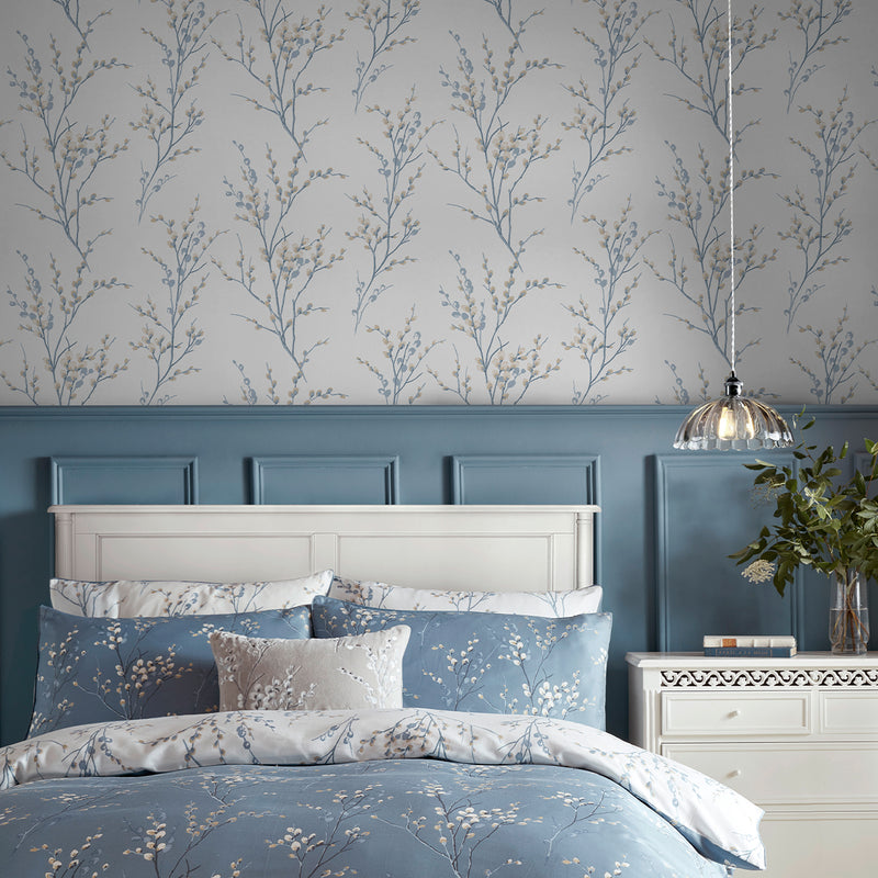 Pussy Willow Seaspray Wallpaper by Laura Ashley