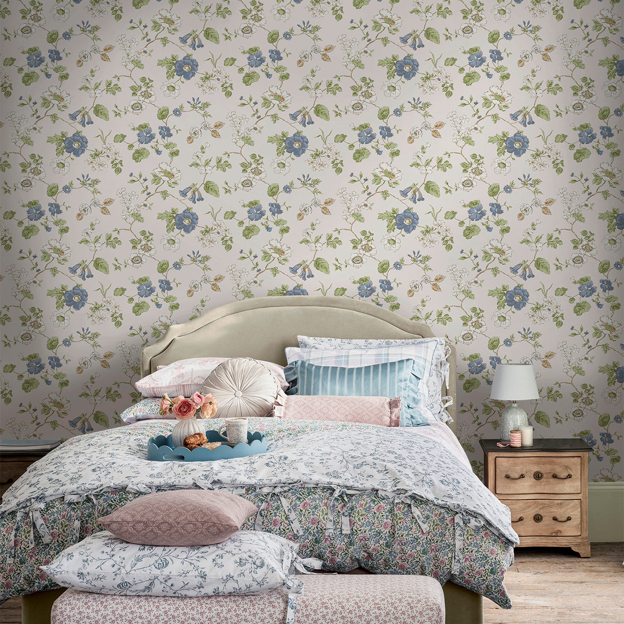 Pennywell Grove Chalk Blue Wallpaper by Laura Ashley