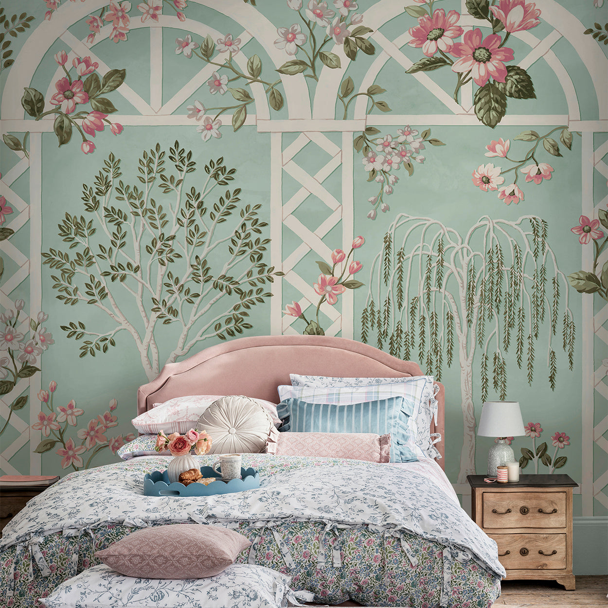 143357 Arlingham Gardens Eau De Nil Mural Mural by Laura Ashley