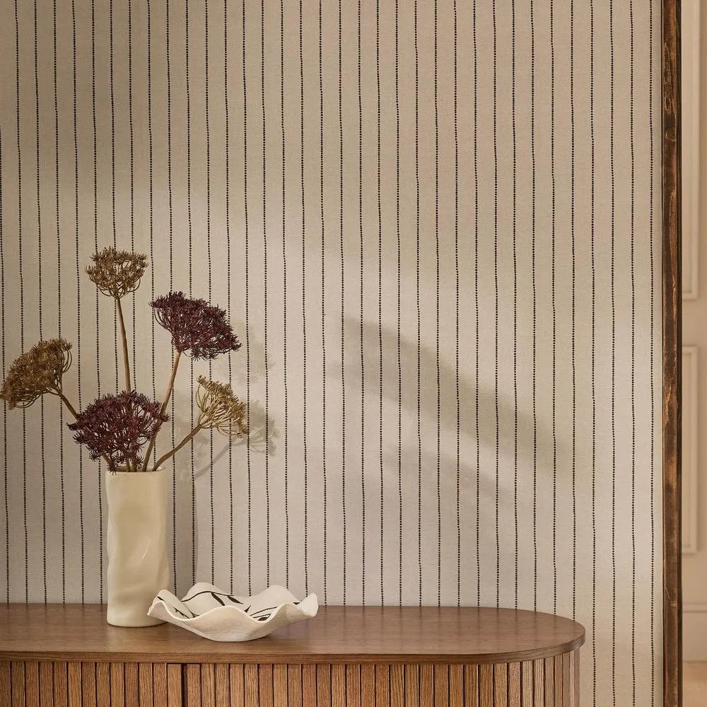 Assembled Pin Stripe Natural Wallpaper by Next