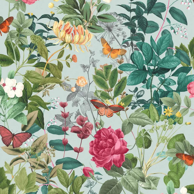 143504 Bodnant Garden Duck Egg Wallpaper by Graham & Brown