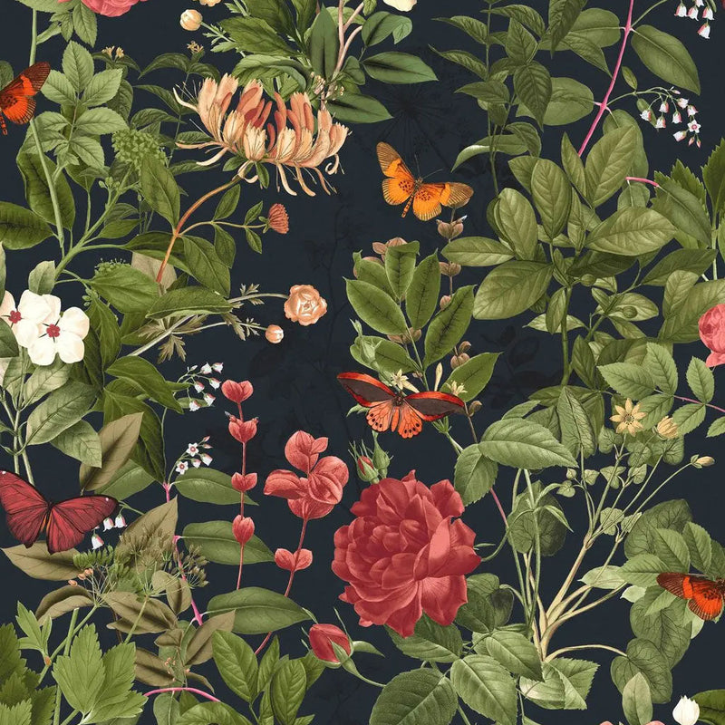 143505 Bodnant Garden Navy Wallpaper by Graham & Brown