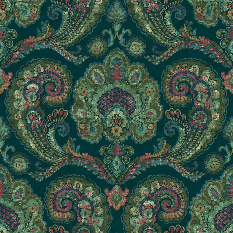 143515 Paisley Tapestry Petrol Wallpaper by Graham & Brown