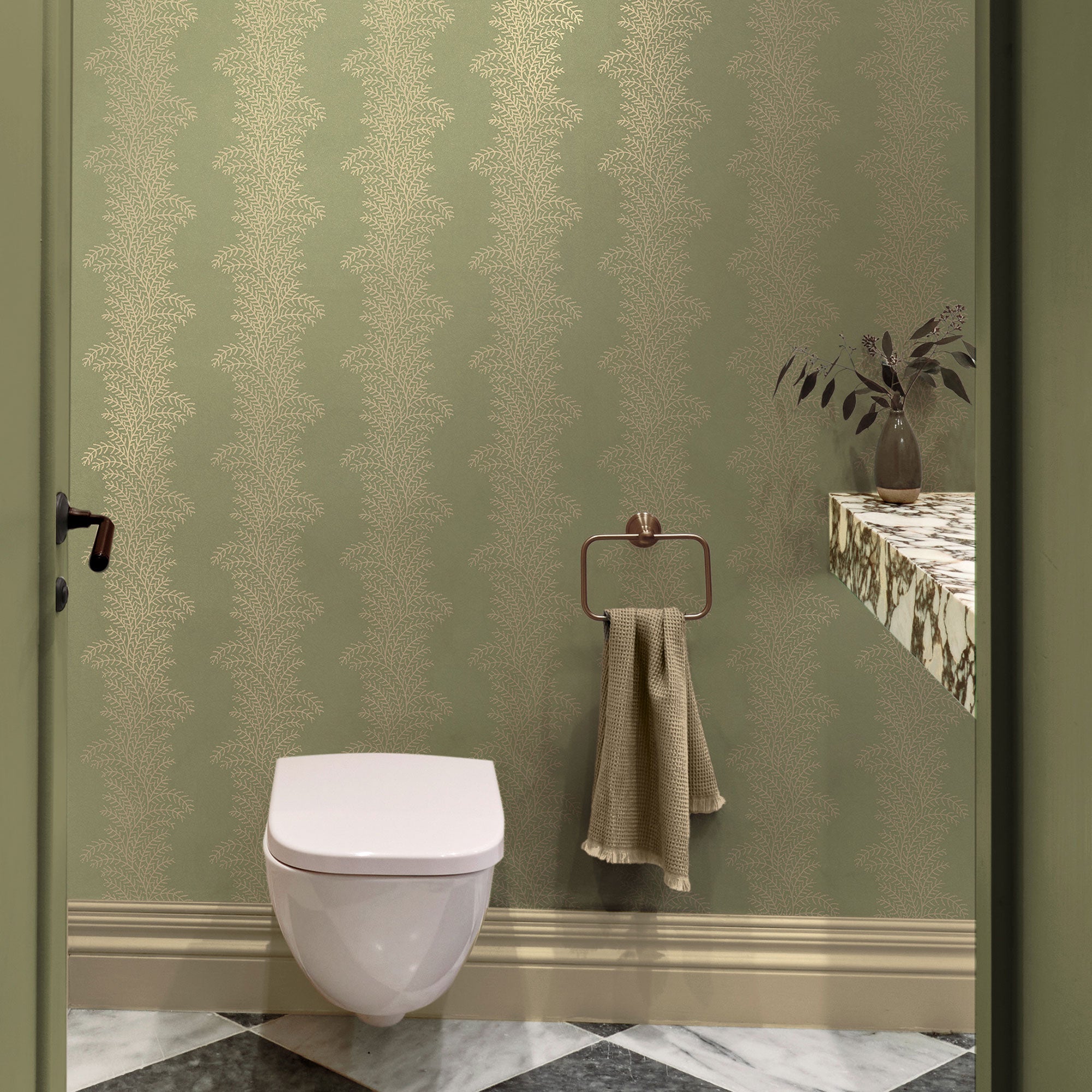 143536 Whispering Fern Dark Sage Wallpaper by Graham & Brown