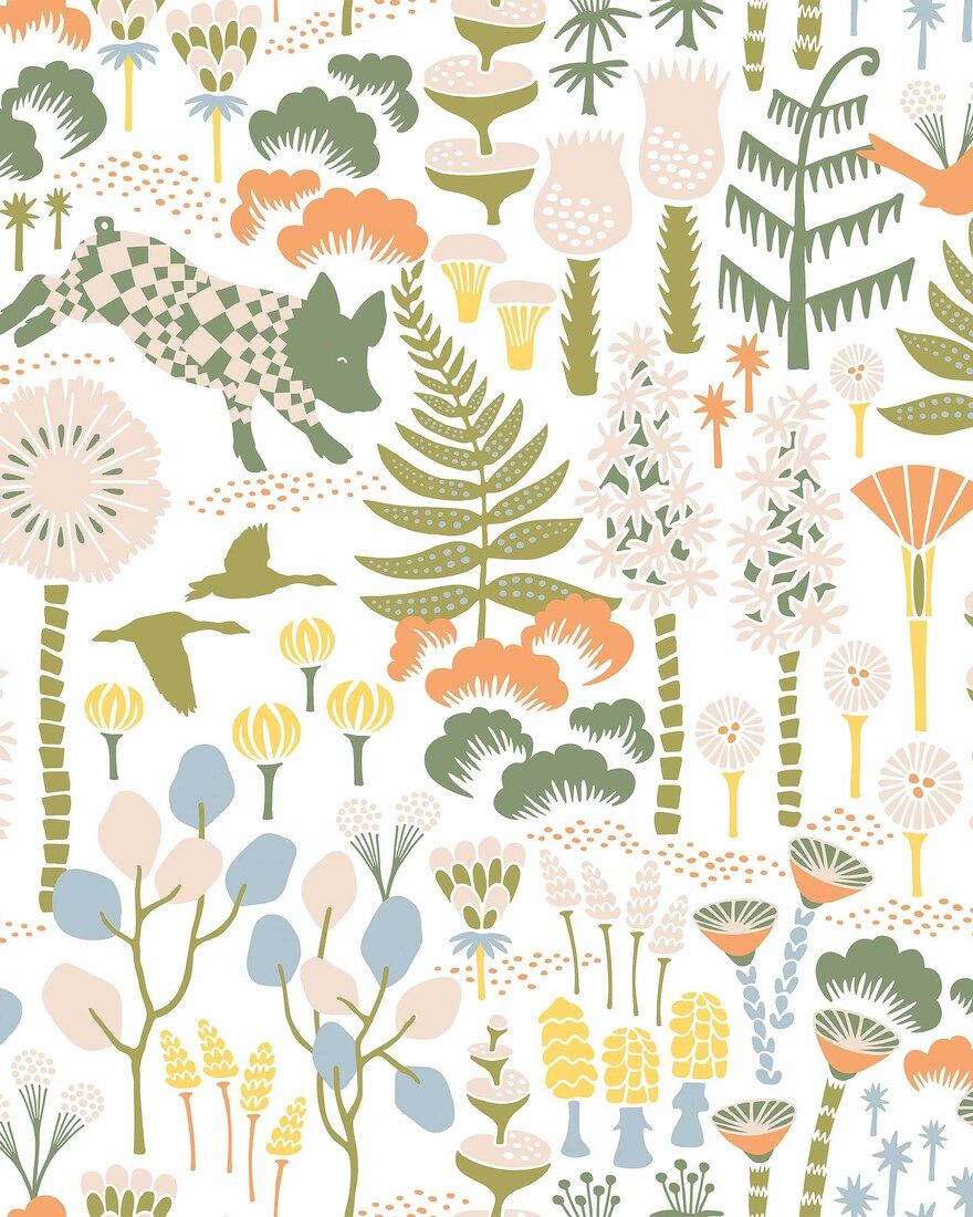 1450 Hanna Werning Hoppmosse Multicoloured Icons Wallpaper by Boråstapeter