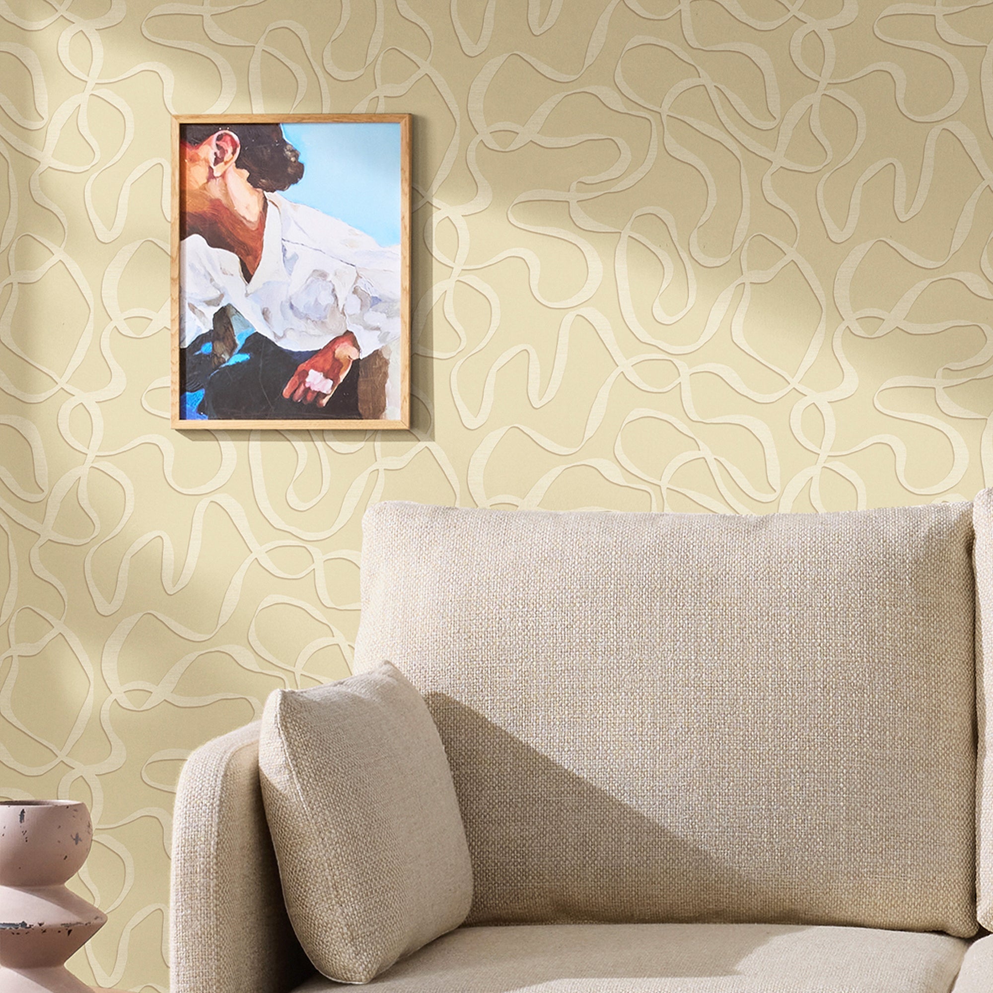 145211 Varri Linen Cream Wallpaper by Made