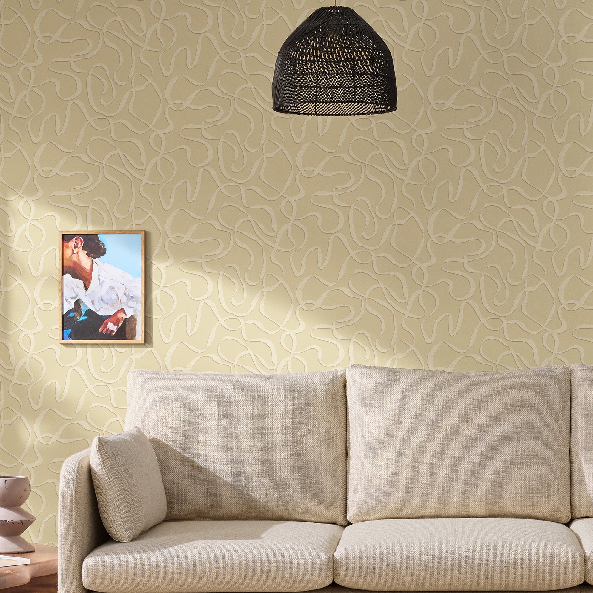 145211 Varri Linen Cream Wallpaper by Made