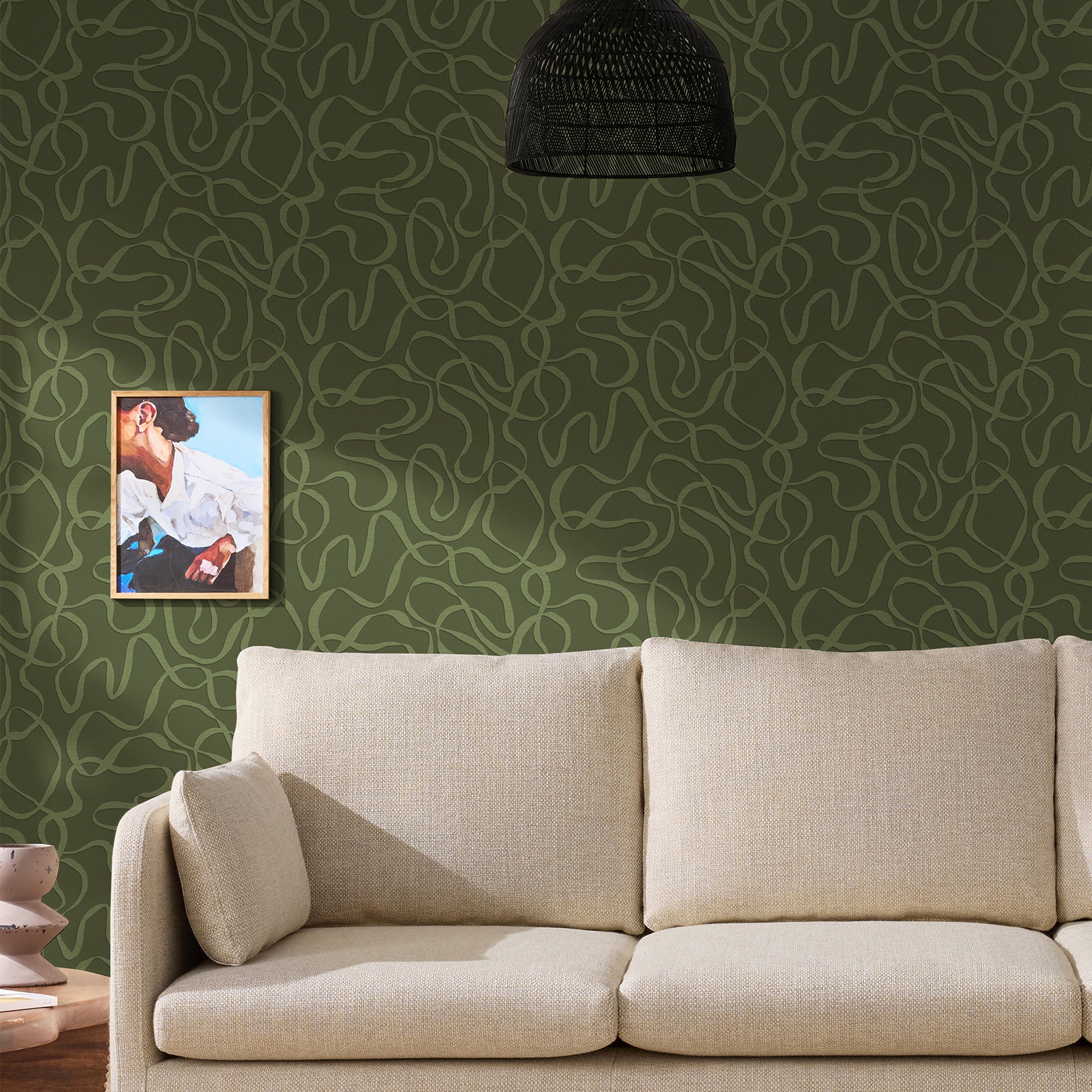 145214 Varri Moss Green Wallpaper by Made