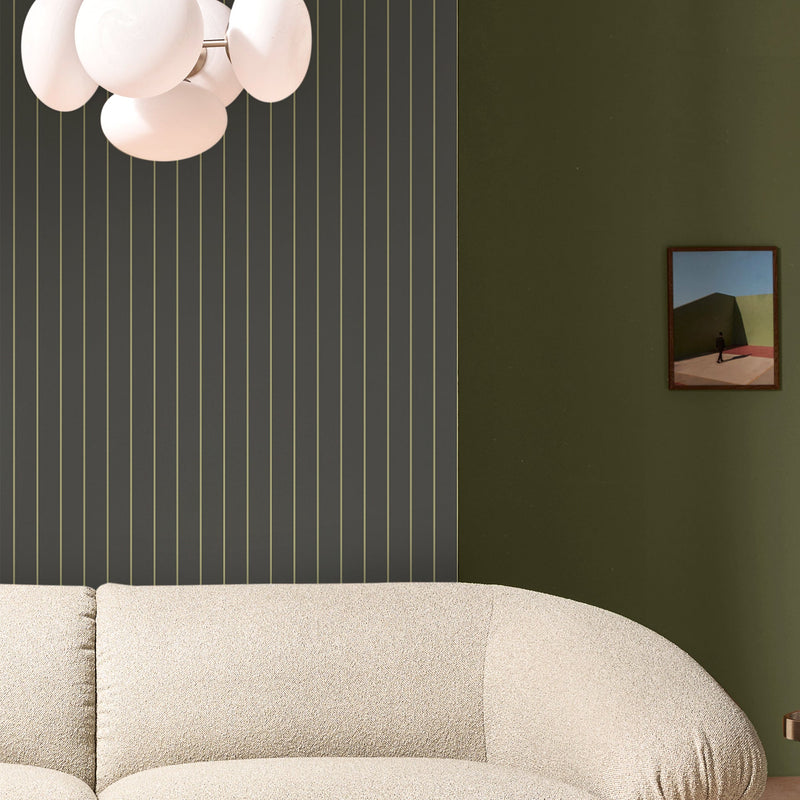 145219 Kyria Navy & Mint Stripe Blue Wallpaper by Made