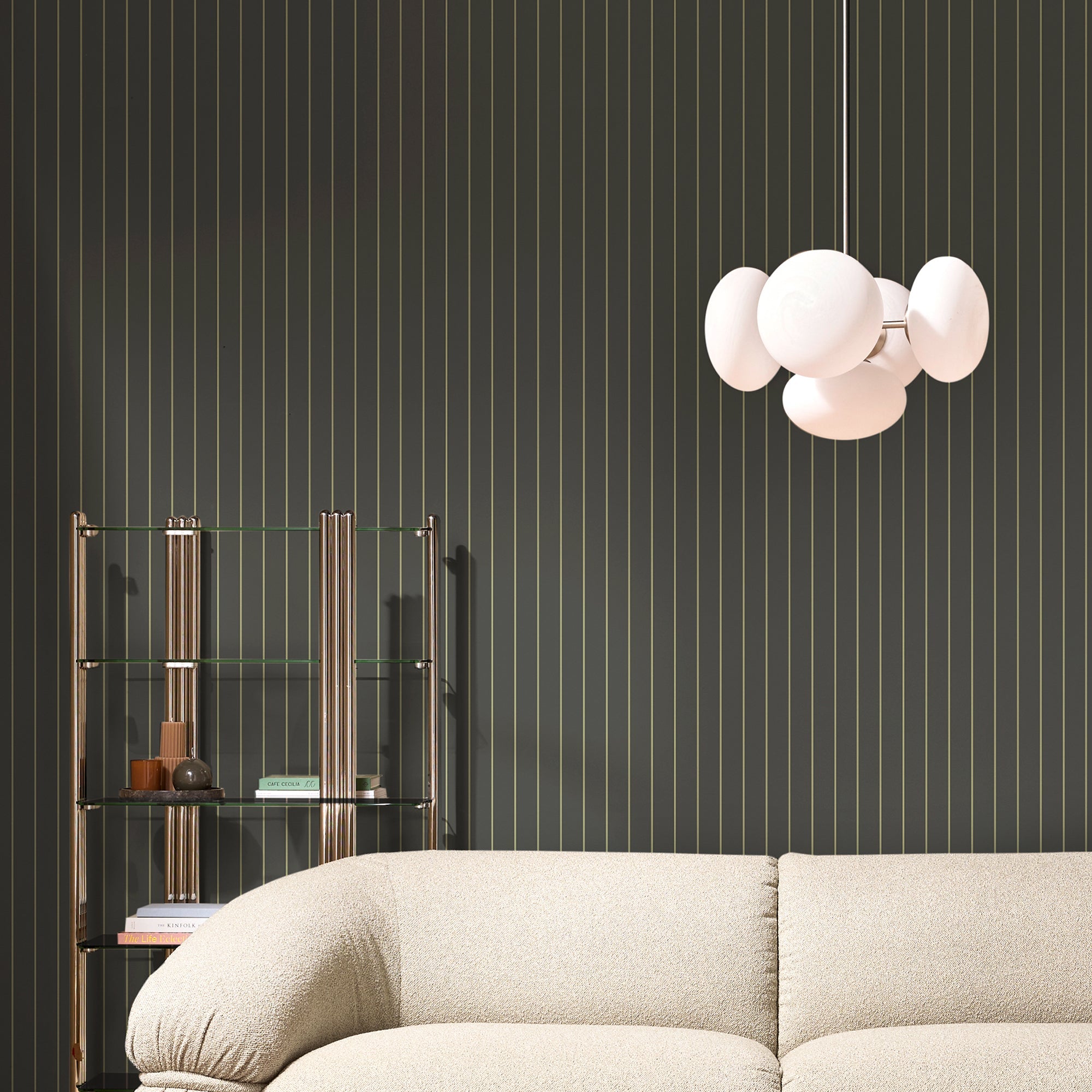 145219 Kyria Navy & Mint Stripe Blue Wallpaper by Made