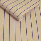 145220 Kyria Neutral & Blue Stripe Cream Wallpaper by Made