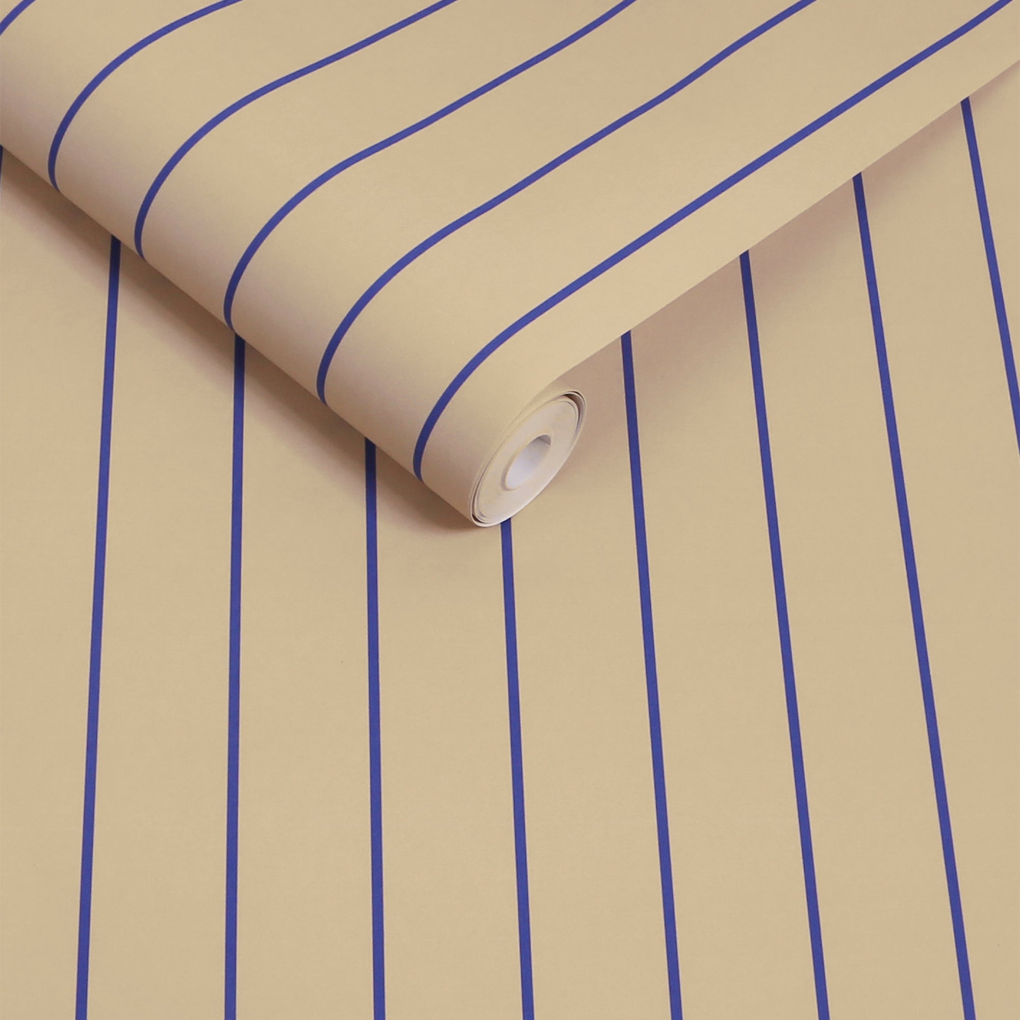 145220 Kyria Neutral & Blue Stripe Cream Wallpaper by Made